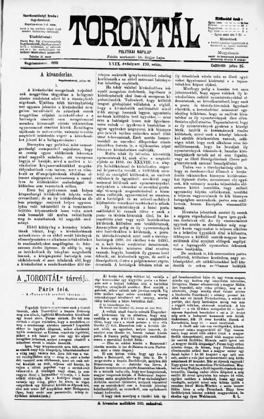 Torontál, 29. évf. 1900. július 26. 170. sz.
