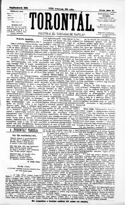 Torontál, 22. évf. 1893. július 26. 169. sz.