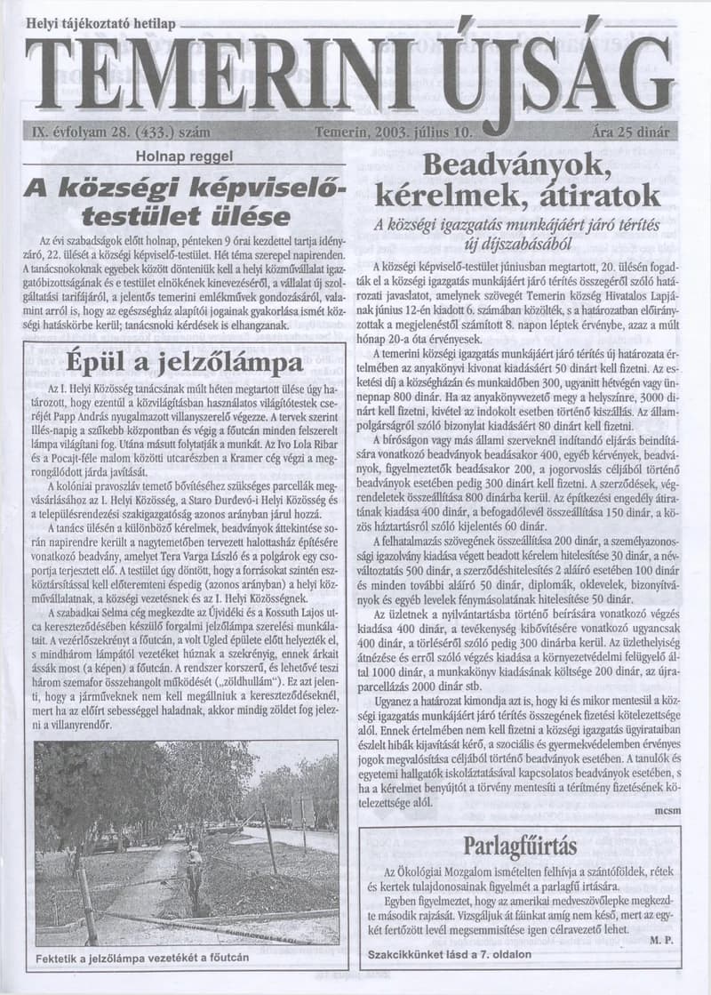 Temerini Újság, 9. évf. 2003. július 10. 28. sz.
