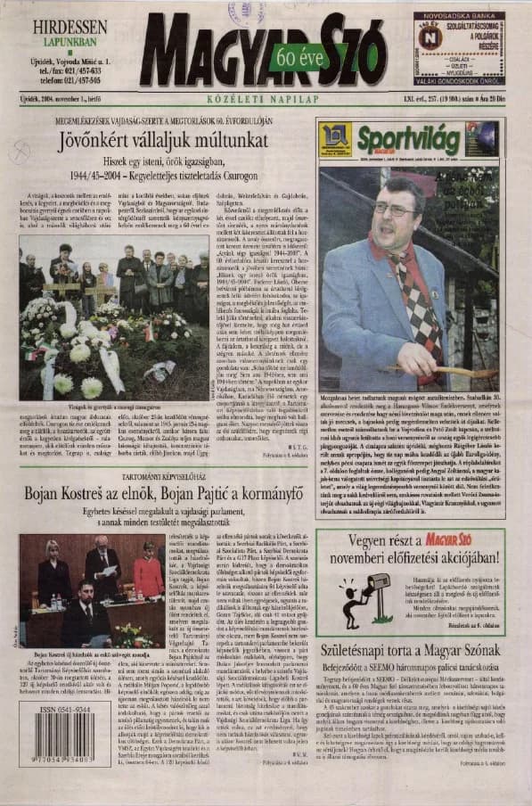 Magyar Szó, 61. évf. 2004. november 1. 247. sz. 1–12. oldal