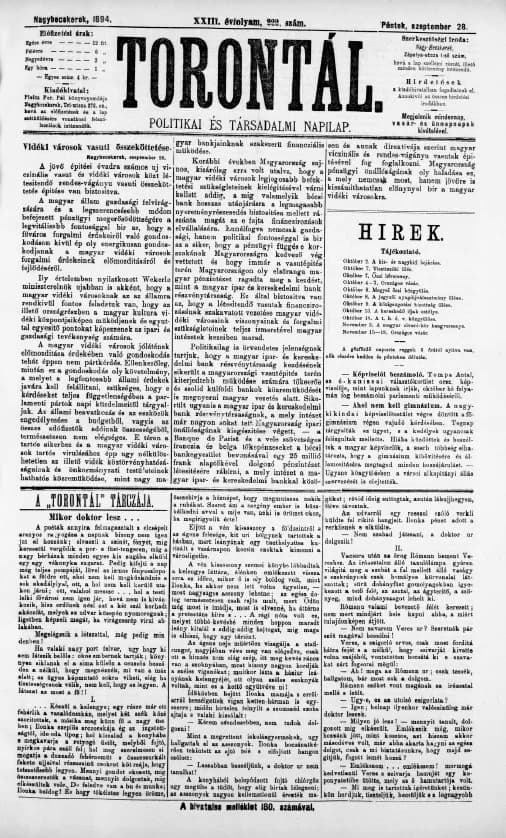 Torontál, 23. évf. 1894. szeptember 28. 222. sz.