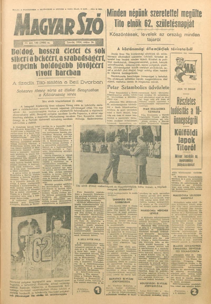 Magyar Szó, 11. évf. 1954. május 26. 140. sz. 1–8. oldal