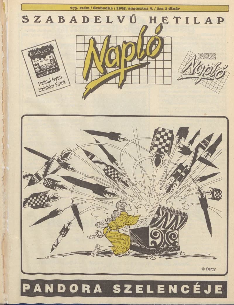 Napló - Szabadelvű hetilap, 6. évf. 1995. augusztus 9. 275. sz.