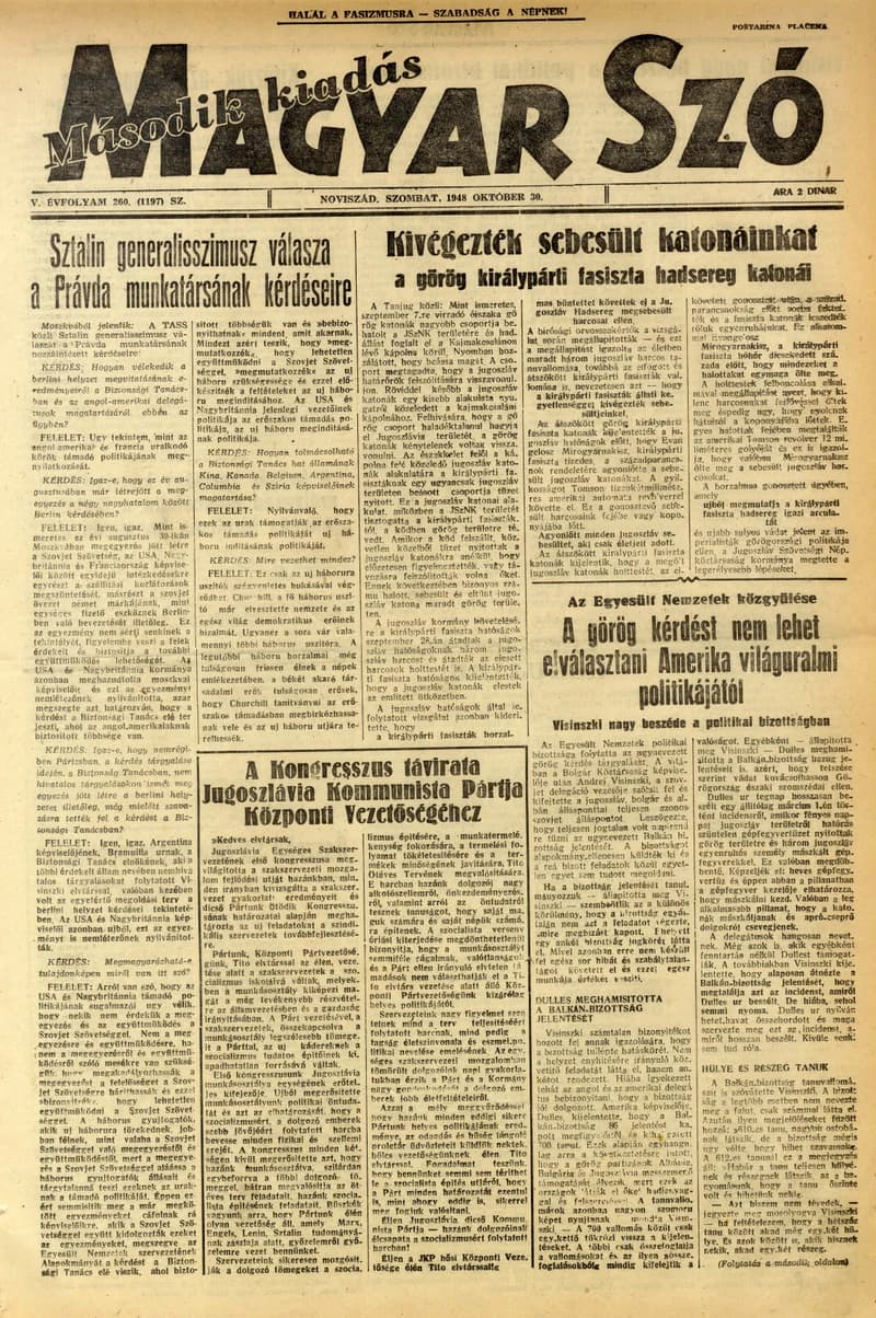 Magyar Szó, 5. évf. 1948. október 30. 260. sz. 1–4. oldal
