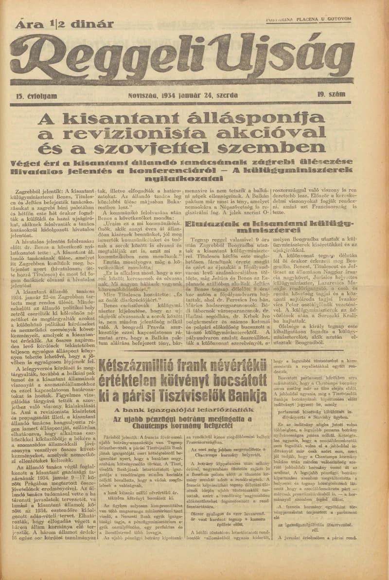 Reggeli Újság, 15. évf. 1934. január 24. 19. sz.