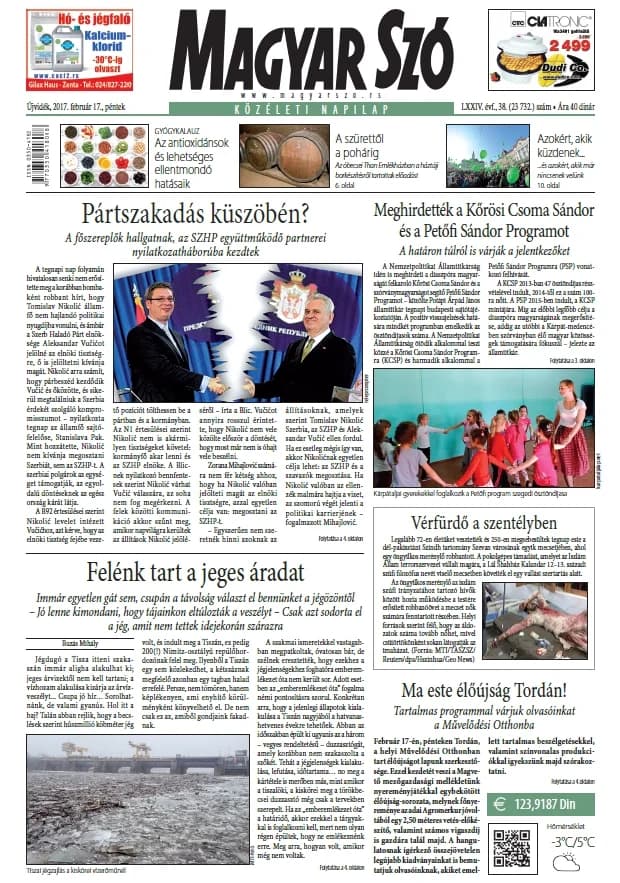 Magyar Szó, 74. évf. 2017. február 17. 38. sz. 1–16. oldal