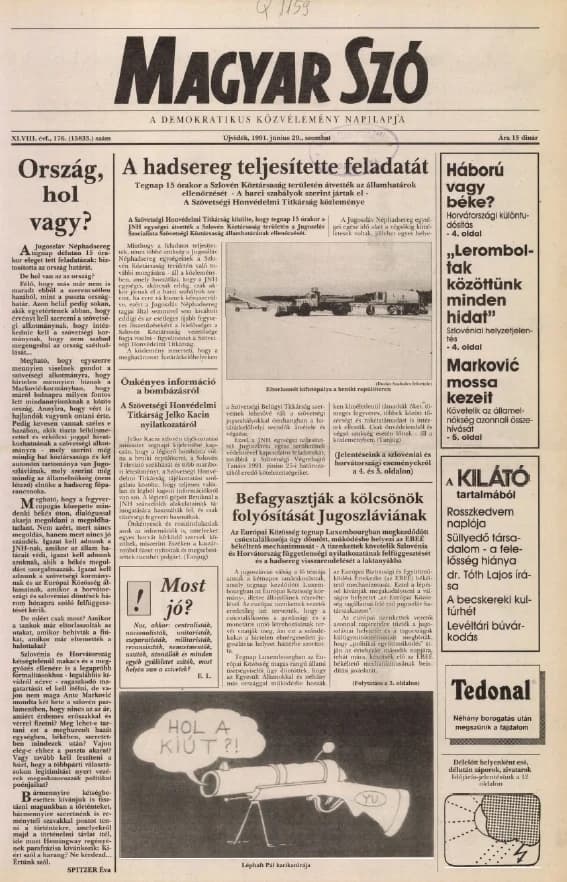 Magyar Szó, 48. évf. 1991. június 29. 176. sz. 1–24. oldal