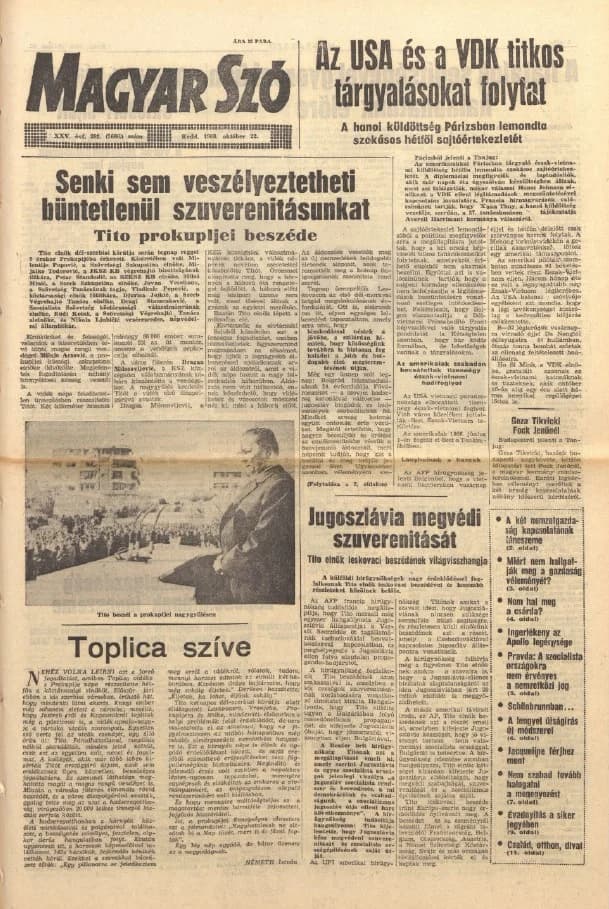 Magyar Szó, 25. évf. 1968. október 22. 292. sz. 1–16. oldal