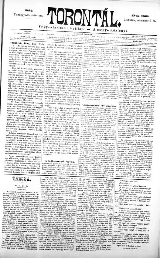 Torontál, 11. évf. 1882. november 9. 45. sz.