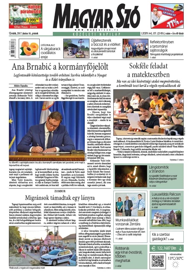 Magyar Szó, 74. évf. 2017. június 16. 137. sz. 1–16. oldal
