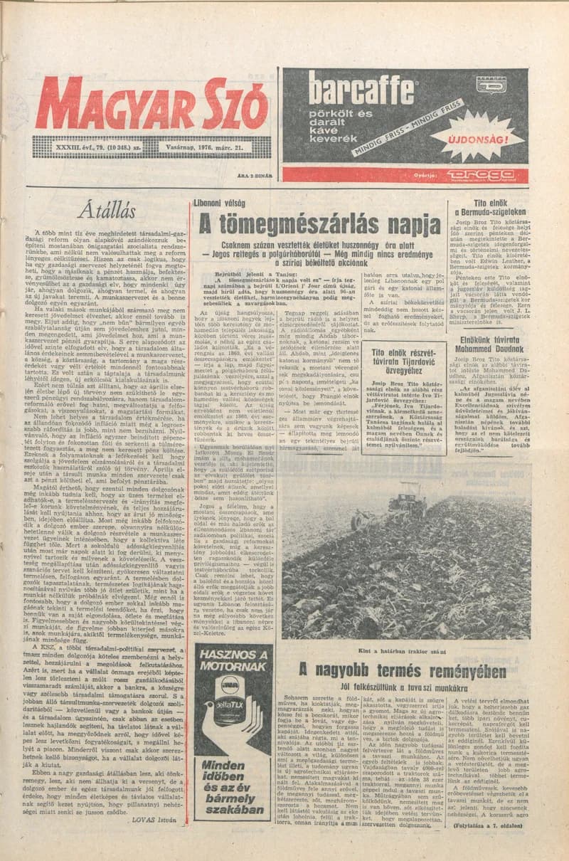 Magyar Szó, 33. évf. 1976. március 21. 79. sz. 1–28. oldal