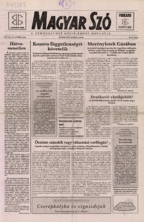 Magyar Szó, 54. évf. 1997. április 2. 77. sz. 1–16. oldal