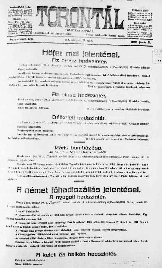 Torontál, 45. évf. 1916. január 31. 24. sz.