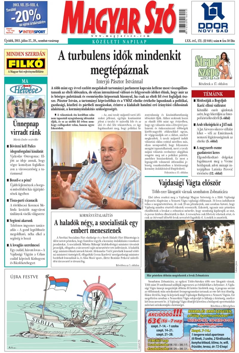 Magyar Szó, 70. évf. 2013. július 27. – 28. 172. sz. 1–40. oldal