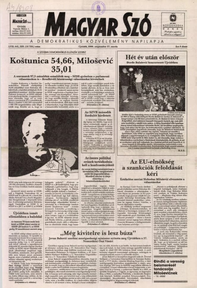 Magyar Szó, 57. évf. 2000. szeptember 27. 229. sz. 1–16. oldal