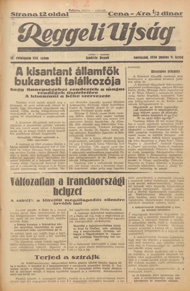 Reggeli Újság, 17. évf. 1936. június 9. 134. sz.