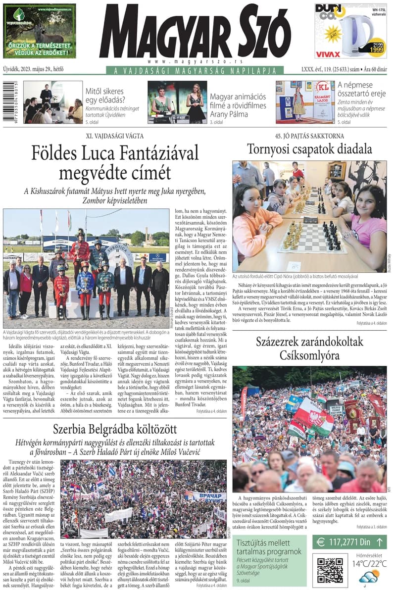 Magyar Szó, 80. évf. 2023. május 29. 119. sz. 1–16. oldal