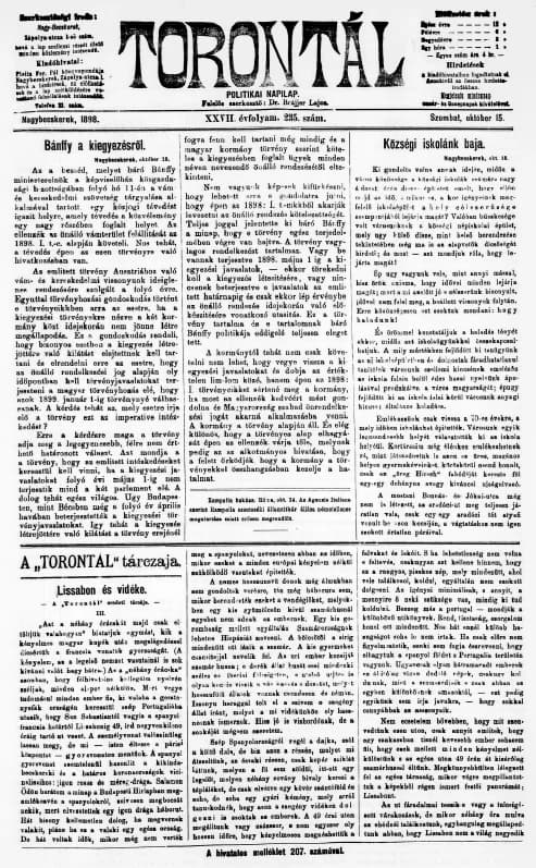 Torontál, 27. évf. 1898. október 15. 235. sz.