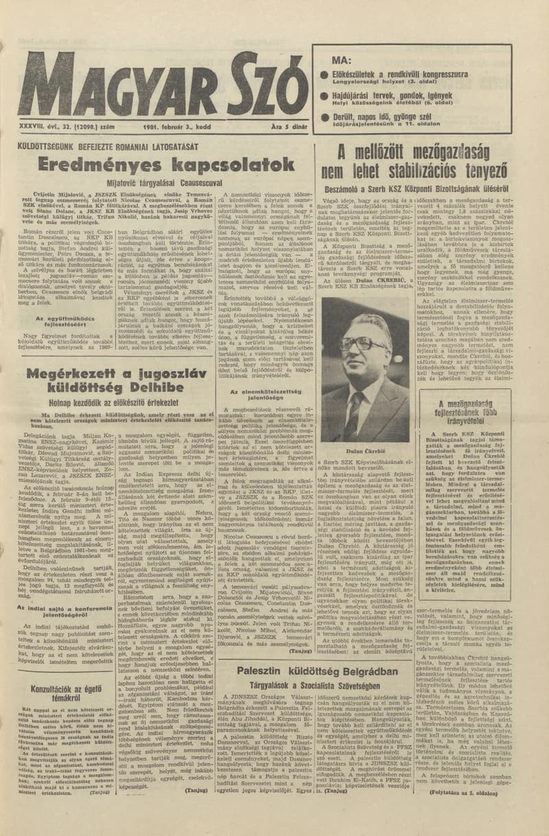 Magyar Szó, 38. évf. 1981. február 3. 32. sz.