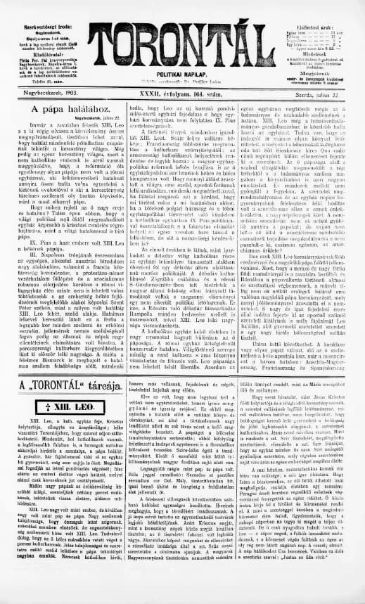 Torontál, 32. évf. 1903. július 22. 164. sz.
