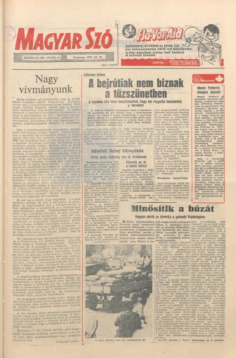 Magyar Szó, 33. évf. 1976. július 25. 203. sz. 1–28. oldal