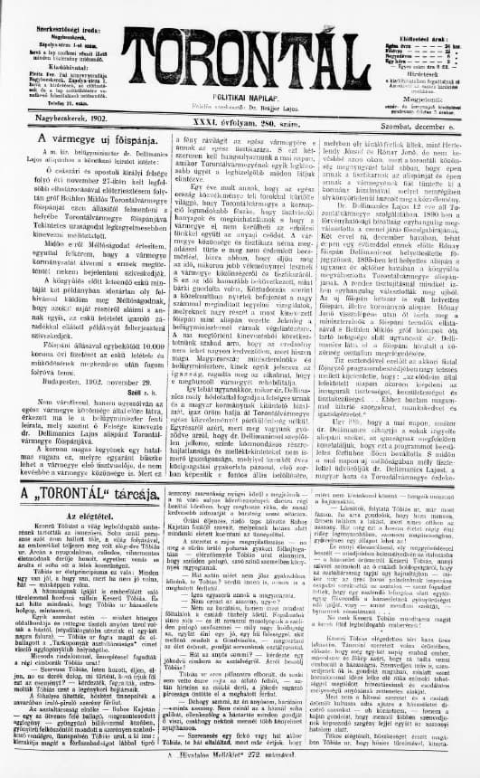 Torontál, 31. évf. 1902. december 6. 280. sz.