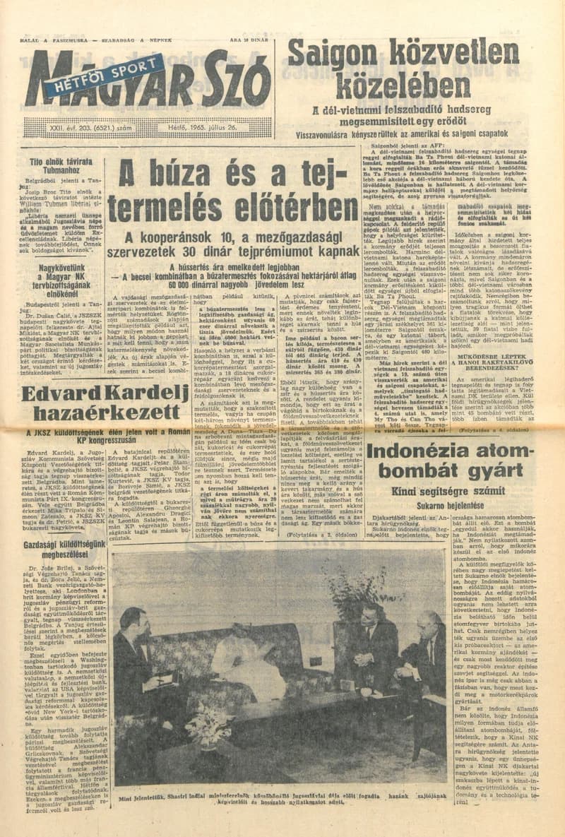 Magyar Szó, 22. évf. 1965. július 26. 203. sz. 1–12. oldal