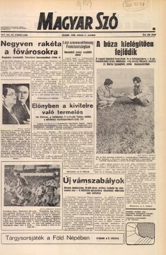 Magyar Szó, 45. évf. 1988. március 5. 63. sz. 1–24. oldal