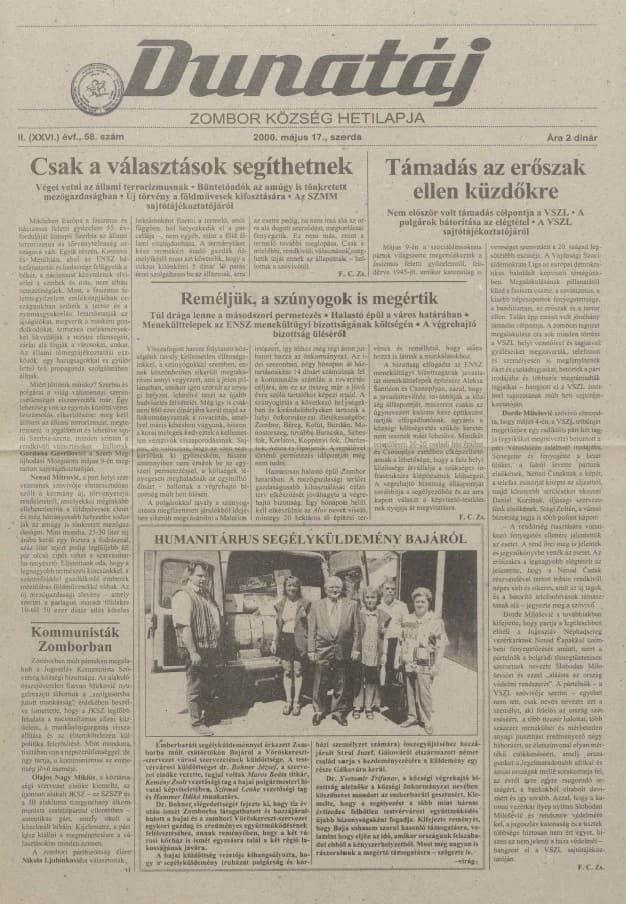 Dunatáj, 2. évf. 2000. május 17. 58. sz.