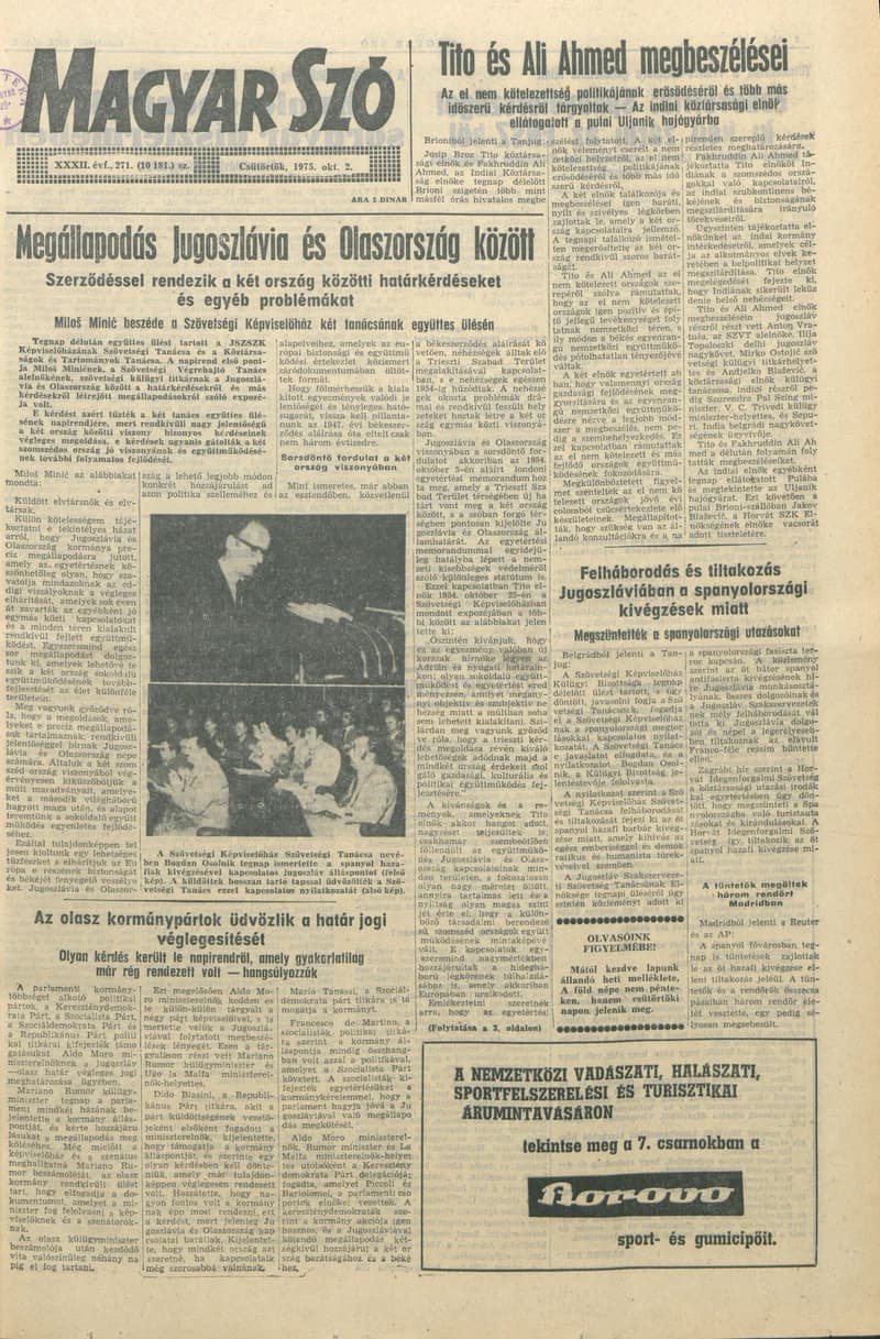 Magyar Szó, 32. évf. 1975. október 2. 271. sz.