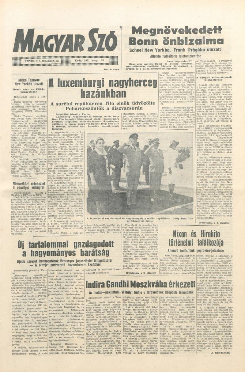Magyar Szó, 28. évf. 1971. szeptember 28. 267. sz. 1–16. oldal