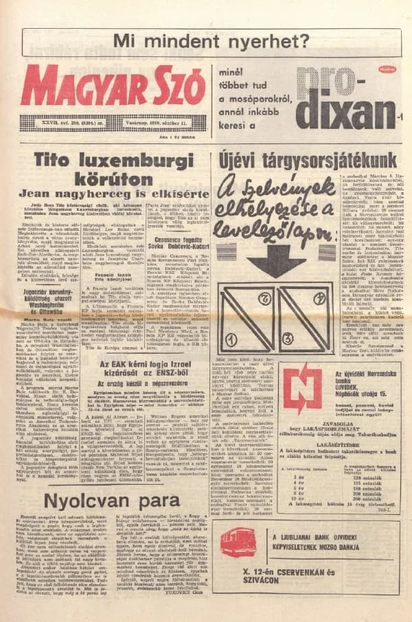 Magyar Szó, 27. évf. 1970. október 11. 280. sz. 1–28. oldal