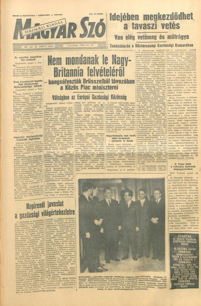 Magyar Szó, 20. évf. 1963. január 31. 29. sz. 1–14. oldal
