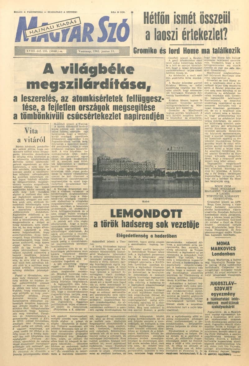 Magyar Szó, 18. évf. 1961. június 11. 135. sz. 1–23. oldal