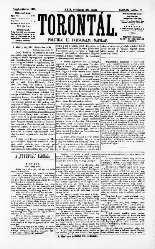 Torontál, 24. évf. 1895. október 17. 239. sz.