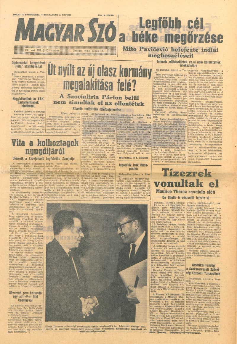 Magyar Szó, 21. évf. 1964. július 15. 194. sz. 1–14. oldal