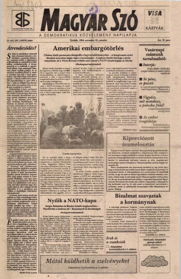 Magyar Szó, 51. évf. 1994. november 12. 247. sz. 1–16. oldal