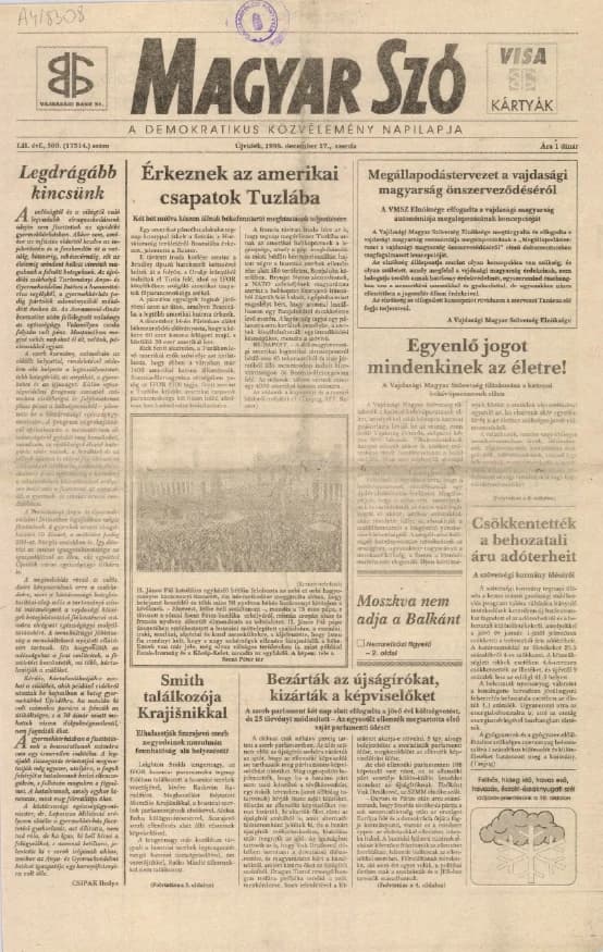 Magyar Szó, 52. évf. 1995. december 27. 300. sz. 1–16. oldal