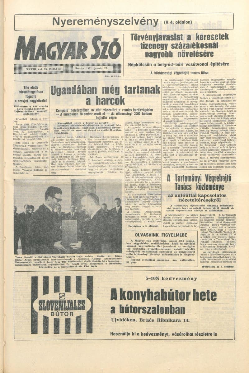 Magyar Szó, 28. évf. 1971. január 27. 25. sz. 1–14. oldal