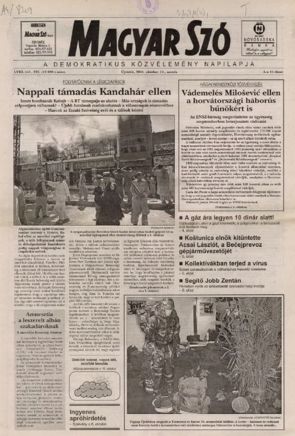 Magyar Szó, 58. évf. 2001. október 10. 233. sz. 1–16. oldal