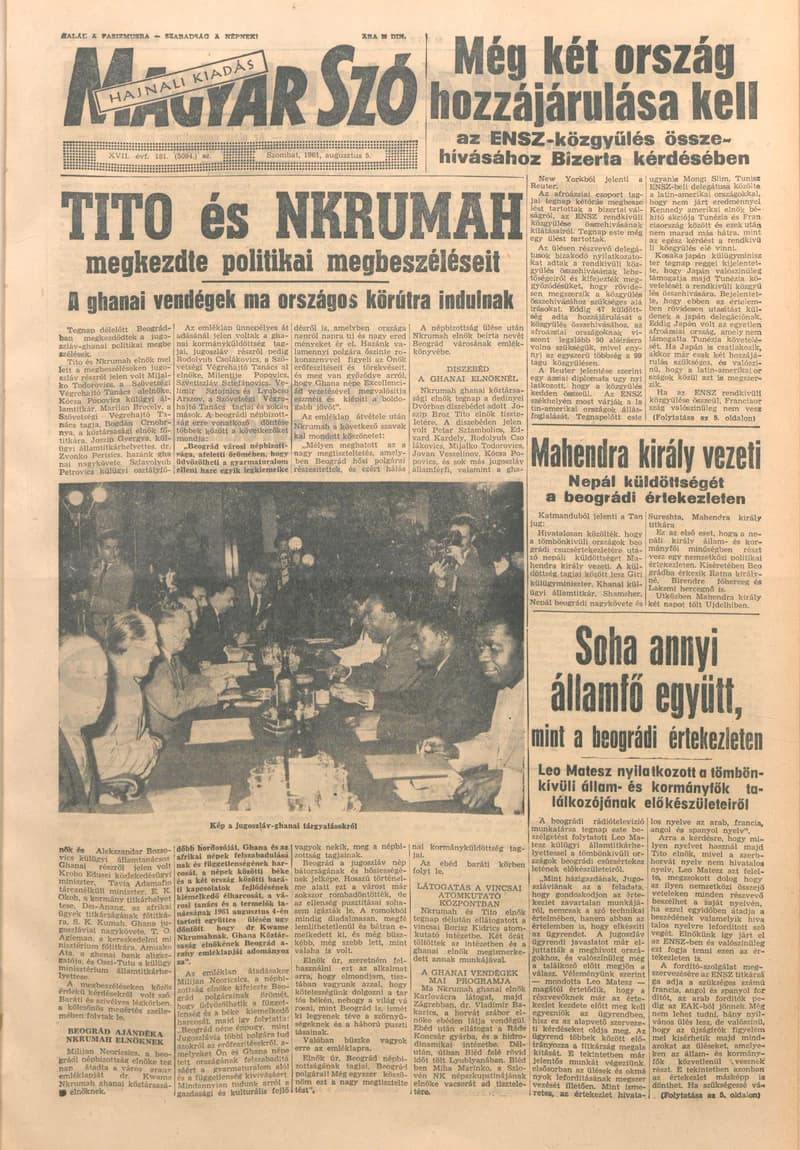 Magyar Szó, 18. évf. 1961. augusztus 5. 181. sz. 1–12. oldal