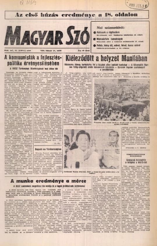 Magyar Szó, 43. évf. 1986. február 24. 53. sz. 1–20. oldal