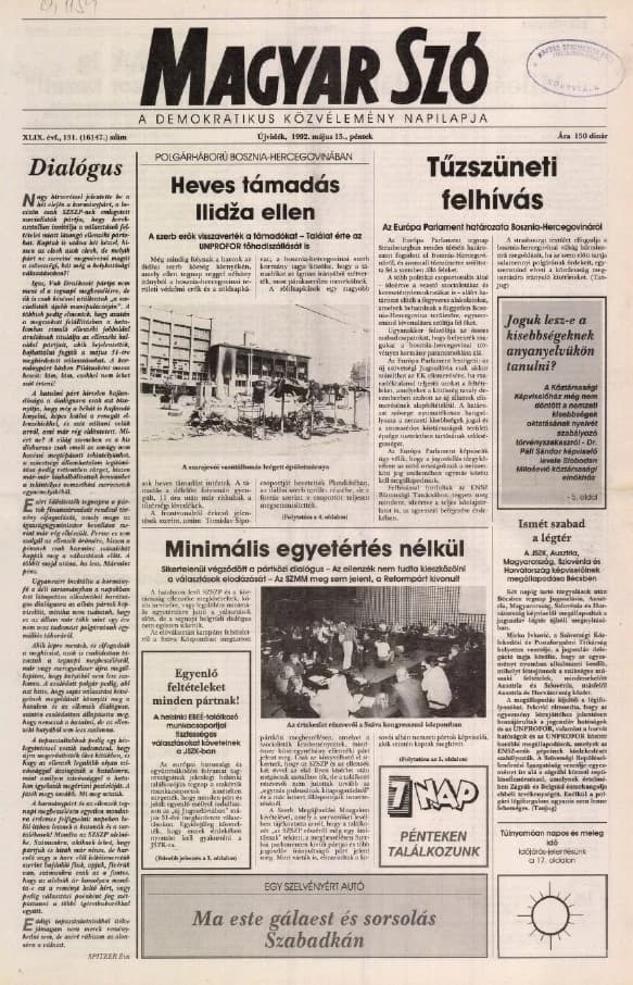 Magyar Szó, 49. évf. 1992. május 15. 131. sz. 1–20. oldal
