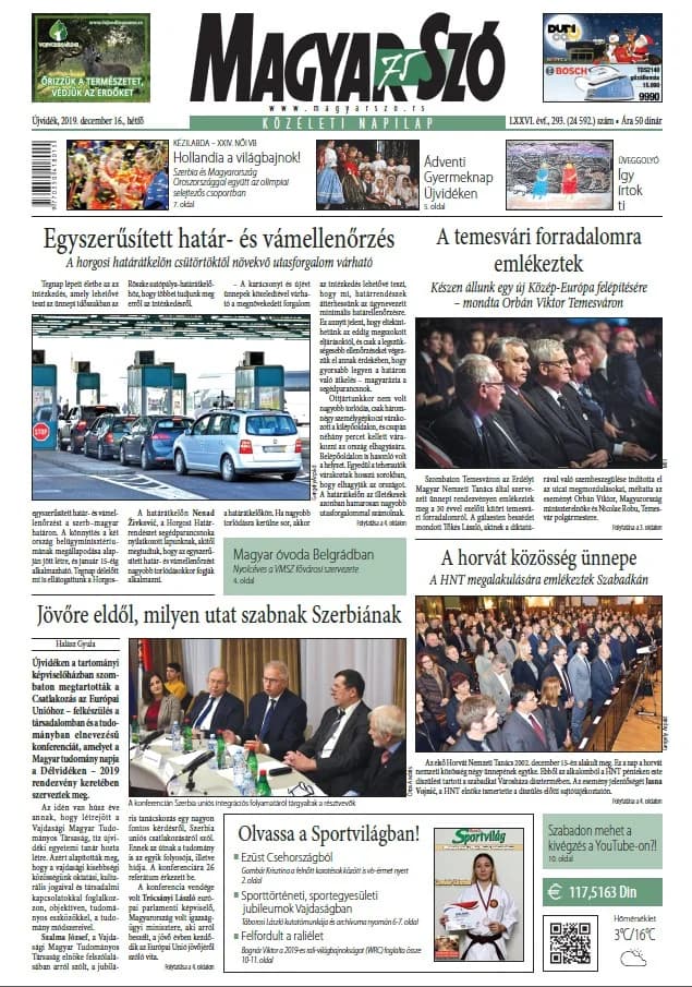Magyar Szó, 76. évf. 2019. december 16. 293. sz. 1–12. oldal