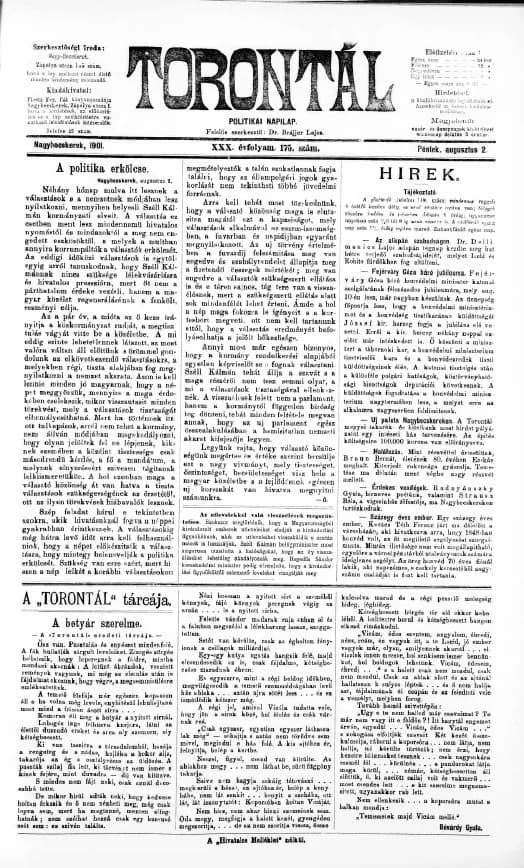Torontál, 30. évf. 1901. augusztus 2. 175. sz.