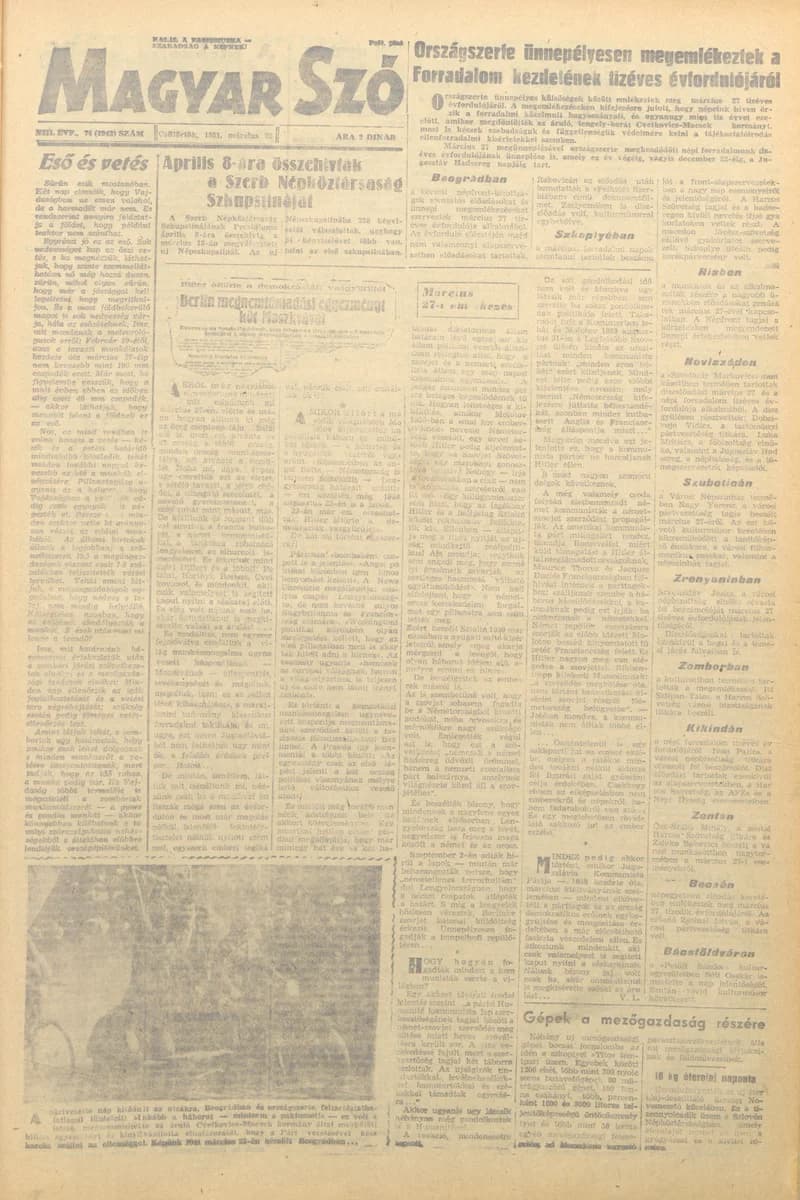 Magyar Szó, 8. évf. 1951. március 29. 74. sz. 1–4. oldal