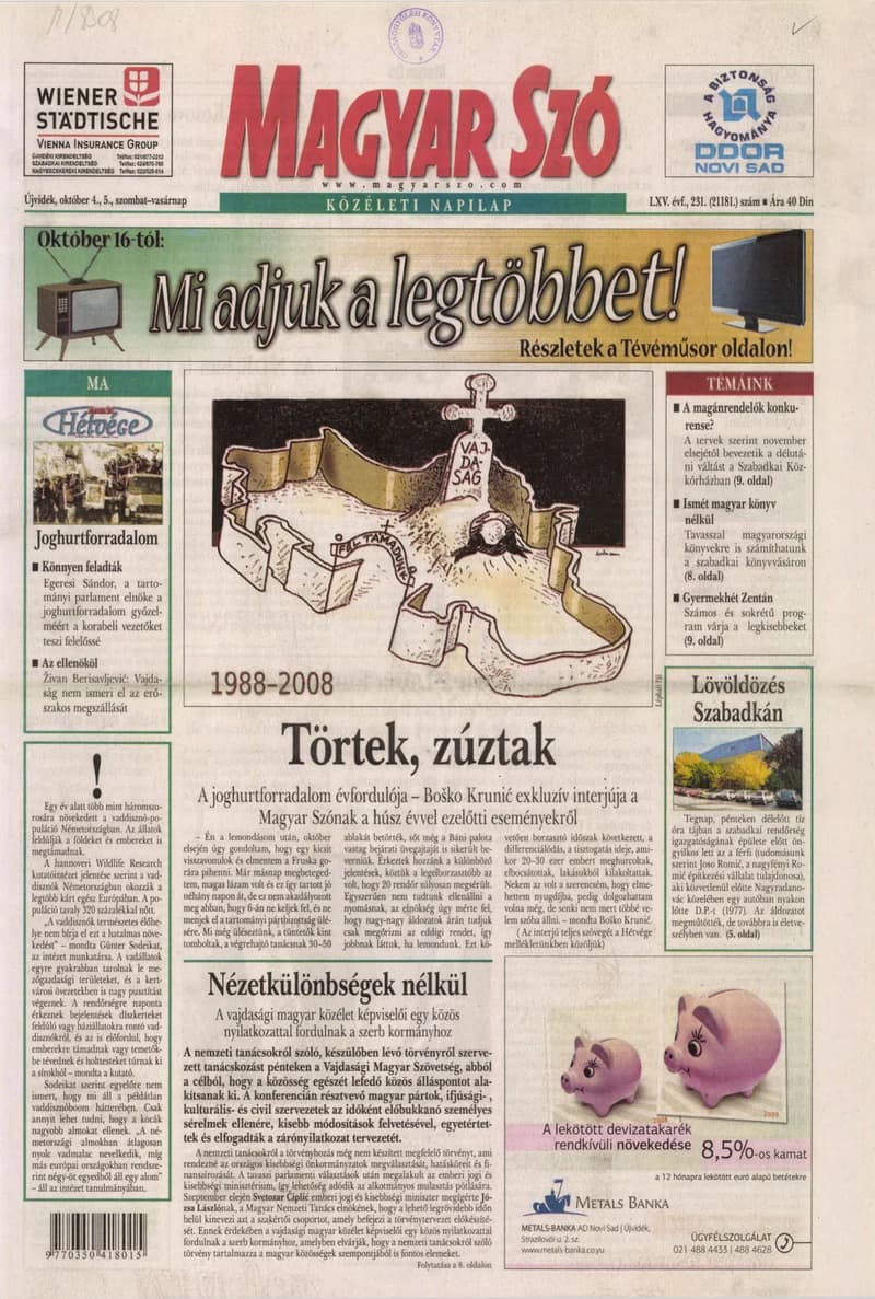 Magyar Szó, 65. évf. 2008. október 28. – 5. 231. sz. 1–48. oldal