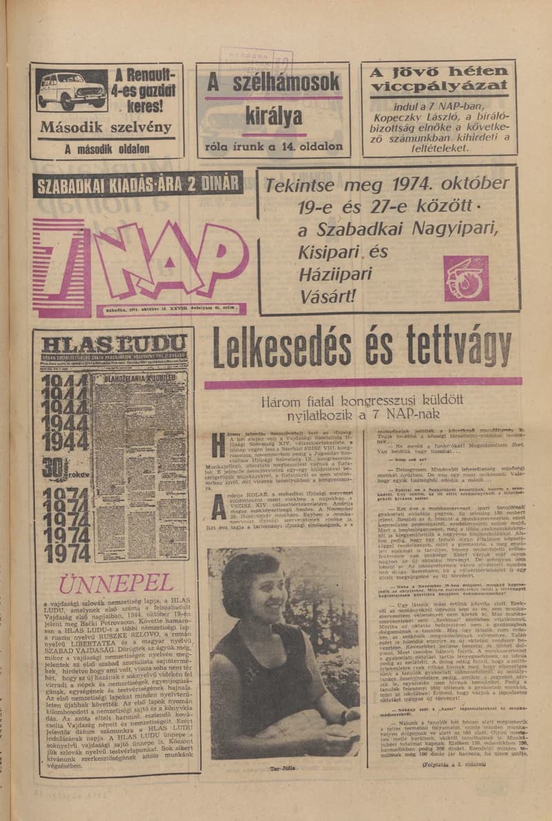 7 Nap, 29. évf. 1974. október 18. 42. sz. 1–28. oldal