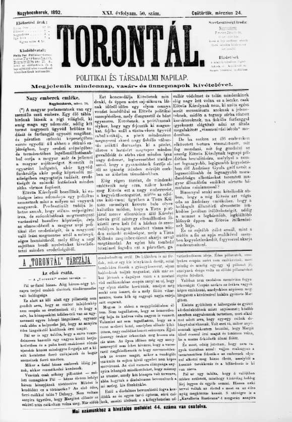 Torontál, 21. évf. 1892. március 24. 50. sz.