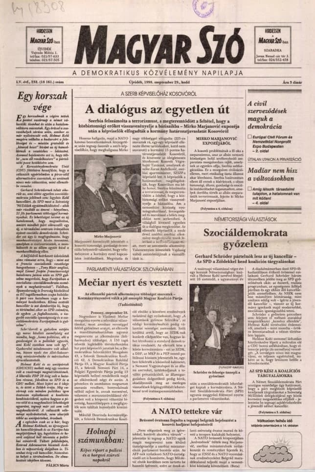 Magyar Szó, 55. évf. 1998. szeptember 29. 232. sz. 1–16. oldal